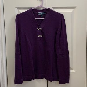 Purple v-neck sweater with toggles
